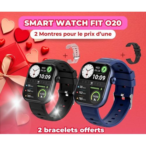 belles montres Connectées Fit 020 ISW-020, étanche IP68, avec bracelets interchangeables achetés aux prix d'une, Spécial Promotion pour la saint valentin