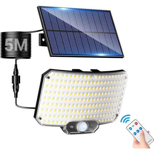 Lampe solaire ultra-lumineuse 6500K avec détecteur de mouvement, étanchéité IP65 et télécommande