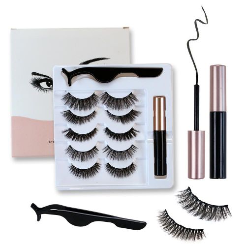 5 paires de faux-cils magnétiques 3D – Aspect naturel, kit de faux-cils réutilisables