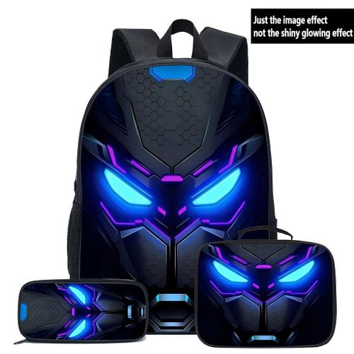 Ensemble de sac à dos décontracté 3 pièces pour enfants et étudiants, grande capacité, comprenant un sac à dos, un sac pour ordinateur portable et une poche pour accessoires, bretelles rembourrées réglables et fermetures éclair renforcées.