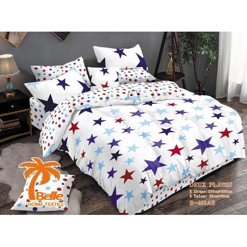 Lot de 2 Draps et 2 Taies - Confort et Élégance pour Lit 2 Places-BLANC