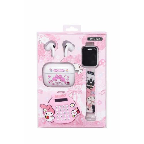 Kit Cadeau My Melody – Écouteurs Sans Fil + Montre + Calculatrice