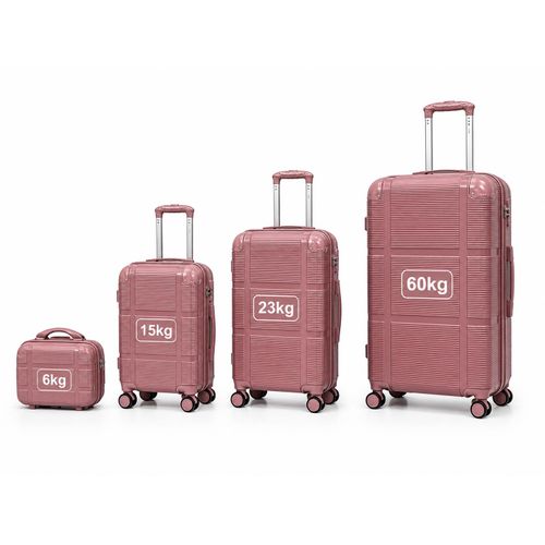 Trio de Valises Gomme Incassable- 4 Roues Silencieuses 360° et Verrou Intégré - Valise Cabine + 2 Valises Soute+mallette