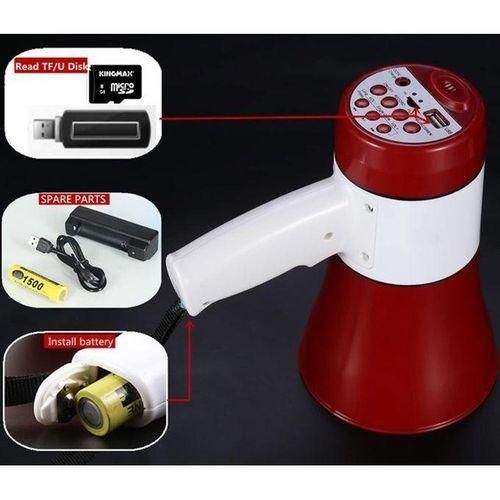 Mégaphone Portable Bluetooth, Enregistrement, Usb, Carte Mémoire Avec Batterie Rechargeable