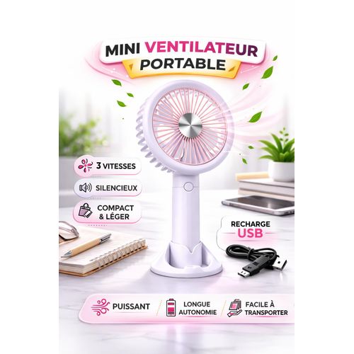 Mini Ventilateur Portable Rechargeable – Ventilateur Main & Bureau 2 en 1