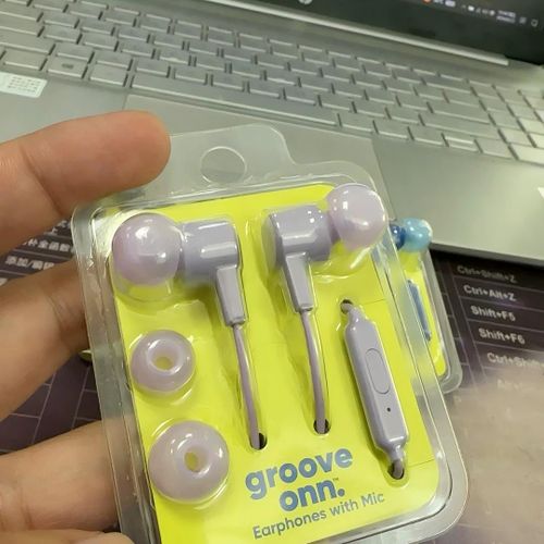 sque filaire intra-auriculaire avec bouchons d'oreille de 3,5 mm en boîte plastique de couleur violette