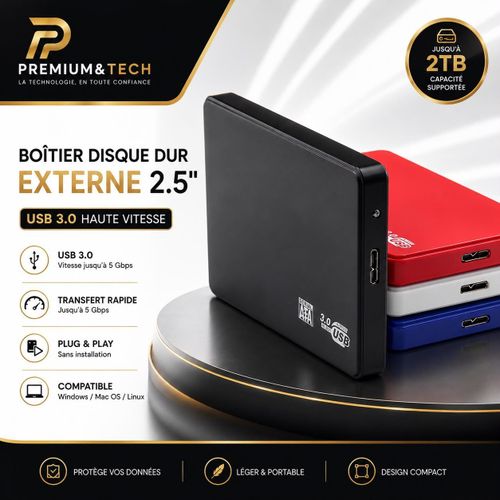 Boîtier Disque Dur Externe 2.5 SATA vers USB 3.0 - Pour HDD et SSD - Haute Vitesse 5 Gbps