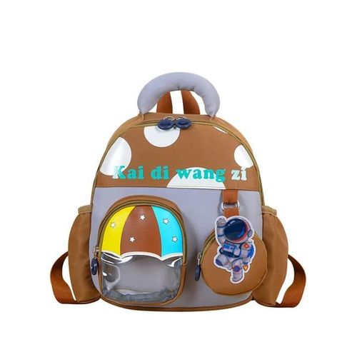Sac à Dos Enfant Motif Astronaute – Marron/Gris