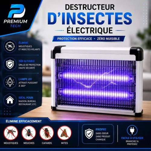 Destructeur d'Insectes Électrique – Lampe UV 360° Anti-Moustiques et Mouches – Protection Saine Sans Produit Chimique