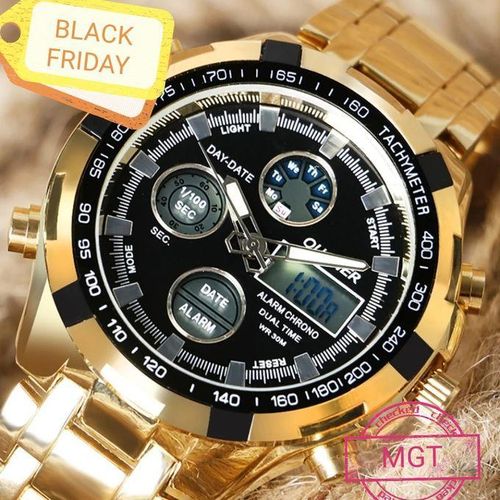Montre étanche Pour Homme, De Luxe, En Acier Argenté, Numérique, à Quartz, Analogique BN