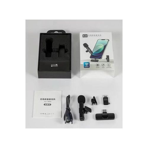 K8 Micro-cravate Sans Fil Noir Pour Android Type C Et IPhone