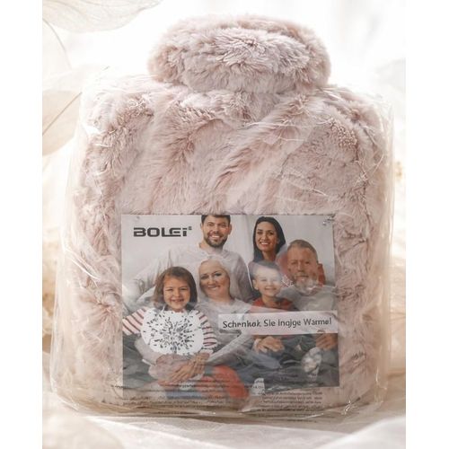Grande bouillotte 2 litres BOLEI, avec housse, eau chaude anti-fuite (ROSE-BLANC ) Bouillote avec poche kangourou,caoutchouc naturel enfants, adultes Soulage la douleur, relaxe muscle, réduit inflammation, douleurs menstruelles. Importé de France