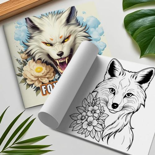 Cahier de coloriage en atelier peinture.