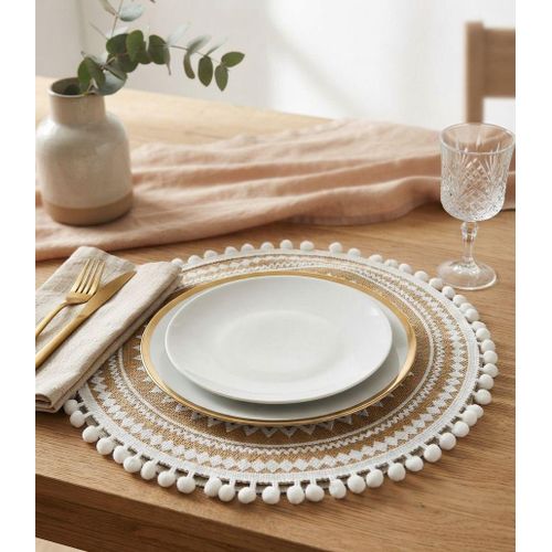 Set de table rond en coton ombré bleu et blanc Gisela Graham