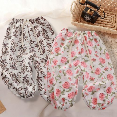 2 pièces Pantalons longs pour filles de 0 à 3 ans décontractés et respirants pour enfants qui commencent l'école et pour l'extérieur