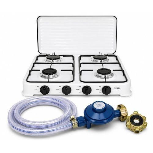 Cuisinière De Table - 4 Feux - Avec Couvercle + Raccord