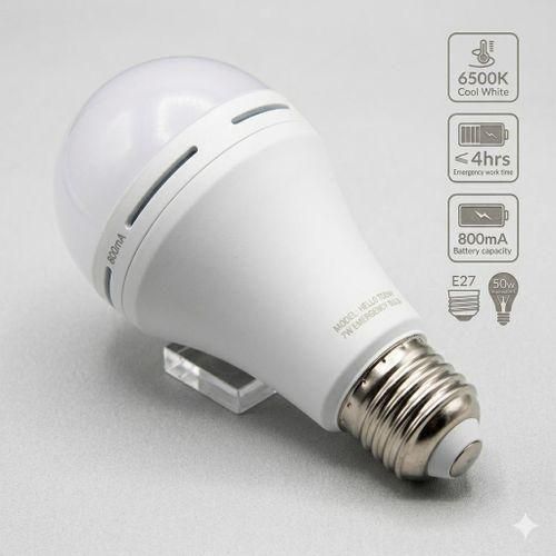 Ampoule LED d'Urgence Rechargeable HELLO TODAY 7W – Lumière Secours Automatique (4h d'autonomie) – Culot E27
