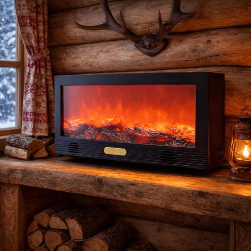 Cheminée Électrique Décorative_Effet Flamme Réaliste / NOIR