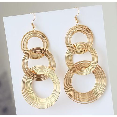 Boucles d'oreilles anneaux dorés multi-couches, style tendance pour femme Acier inoxydable style affirmé et vente de liquidation