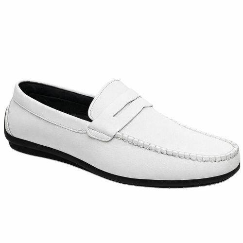 Soulier mocassin blanc en simili cuir solide