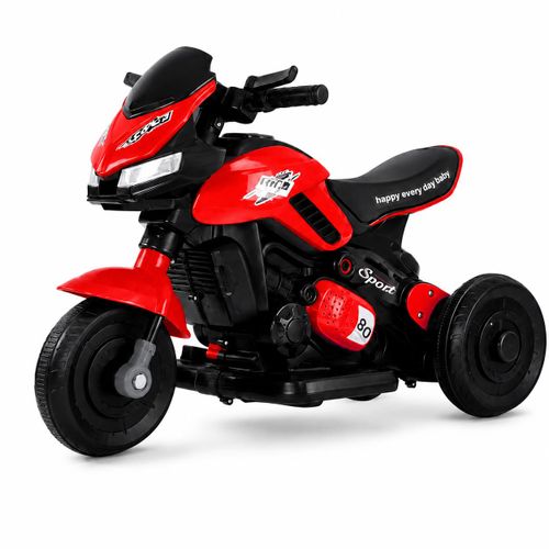 Moto Électrique 3 Roues pour Enfants de 6 mois à 4 ans – Rouge – Avec Musique, Lumières et Roues Stabilisatrices