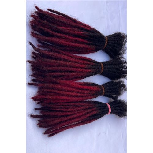 Mèche 100 tiges D’extension Dreadlocks 100% naturelles, longueur 12, noir-rouge bordeaux