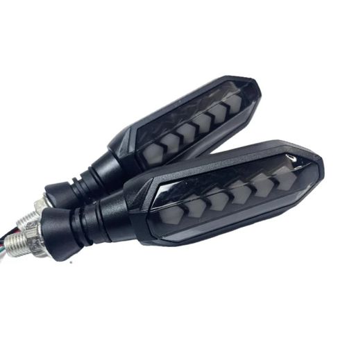 Clignotant à LED Séquentielle pour moto adapté à l'avant et à l'arrière clignotant + veilleuse blanc pour devant et rouge pour l'arrière avec lumière de contour bleu