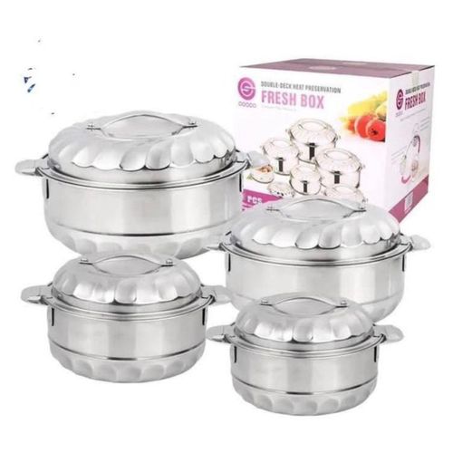 Lot de quatre plats isothermes en acier inoxydable