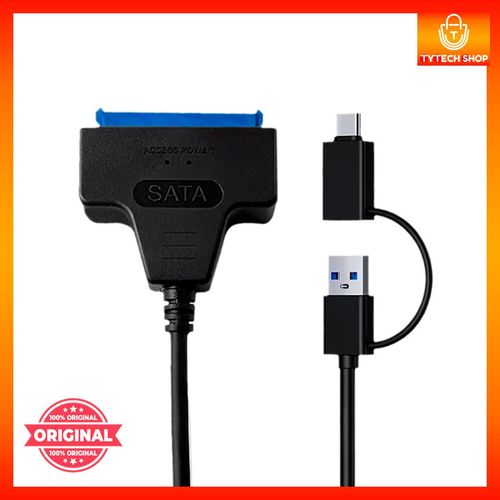 Adaptateur SATA III Vers USB 3.0 Hdd/Ssd Type C + USB compatible Pc et Mac