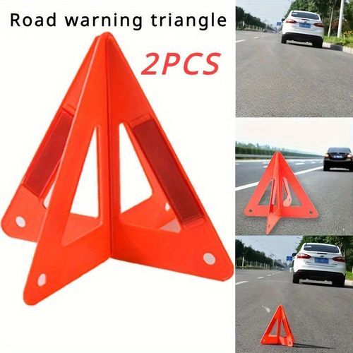 Lot de 2 triangles de signalisation pour voiture, haute visibilité et réfléchissants – Plastique durable, accessoire de sécurité extérieur
