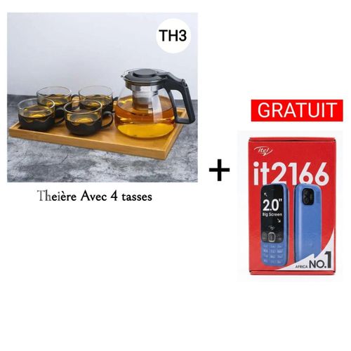théière en verre avec 4 tasses + itel IT2166 gratuit