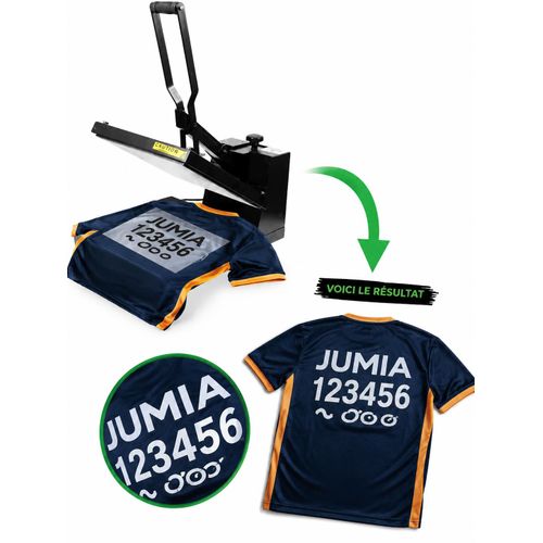 Presse à Chaud Tee Shirt 38x38 cm + 26 lettres maillot 10 chiffre de 6cm noir