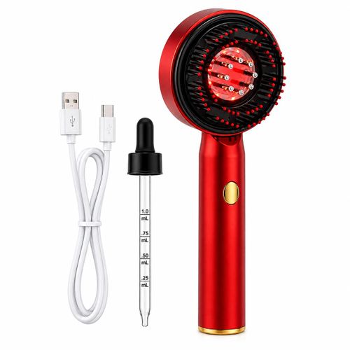 Peigne Massant Électrique pour Cuir Chevelu avec Applicateur d'Huile, Massage et Lumière LED