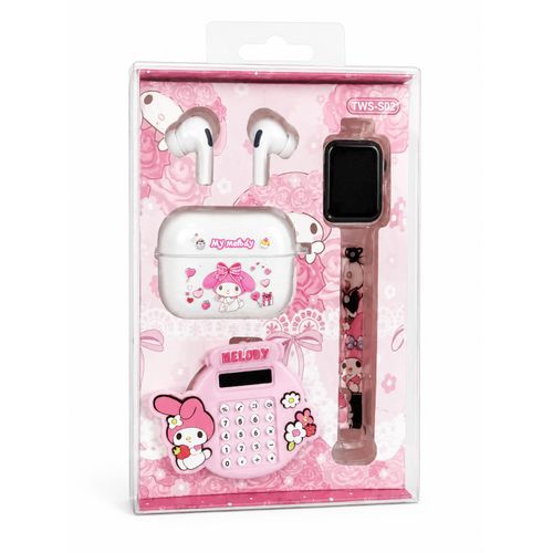 Kit Accessoires My Melody – Écouteurs Sans Fil, Montre, Calculatrice et Bracelet
