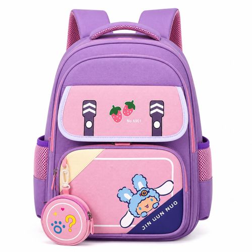 Sac à Dos Scolaire Fille Violet et Rose – Cartable Enfant Multi-Compartiments avec Poches Latérales – Modèle 6901