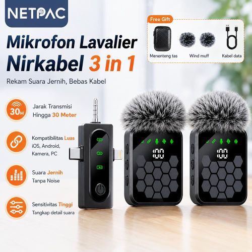Kit Microphone Sans Fil Cravate Double Émetteur pour Smartphone & Caméra