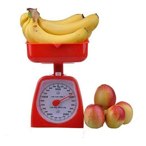 Balance de cuisine mécanique - double unité de mesure (lbs/kg) - capacité de pesée 5000 g, précision 5 g, avec plateau rouge