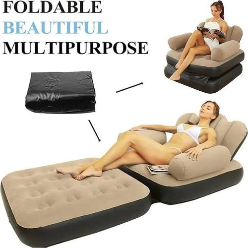 Canapé Gonflable pour Adulte Canapé Paresseux Multifonction 5 en 1 Lit Gonflable Pratique Canapé de Plage Chaise Longue Pliable d'Extérieur