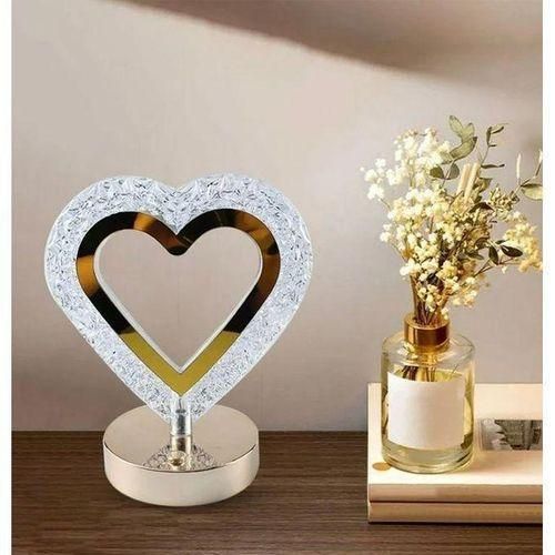 Magnifique Lampe de table LED moderne en cristal en forme de cœur