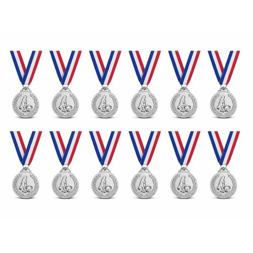 Lot de 10 Médailles de Football en Argent pour Champion