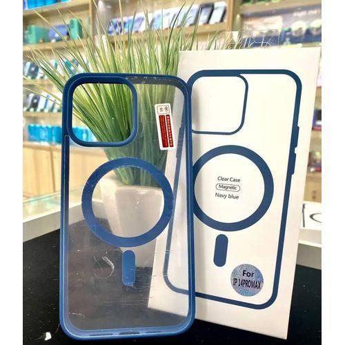 Coque Transparente Magsafe Compatible IPhone 12 Pro Max - Bleu + 1 Antichoc