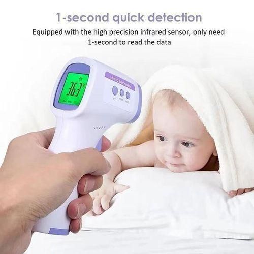 Thermomètre Infrarouge, Thermomètre Numérique Thermomètre Frontal sans Contact avec Écran LCD/50 Groupes de Données/Alarme de Fièvre pour Bébé Adultes Humains Cuisine