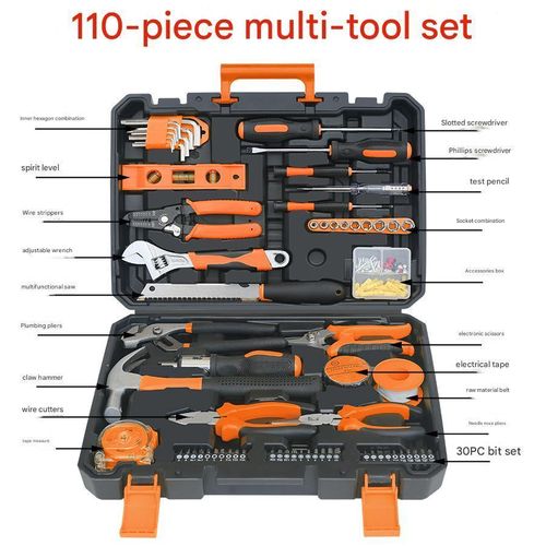 Ensemble d'outils de 110 pièces, outils de réparation de plombier, outils de charpentier/électricien