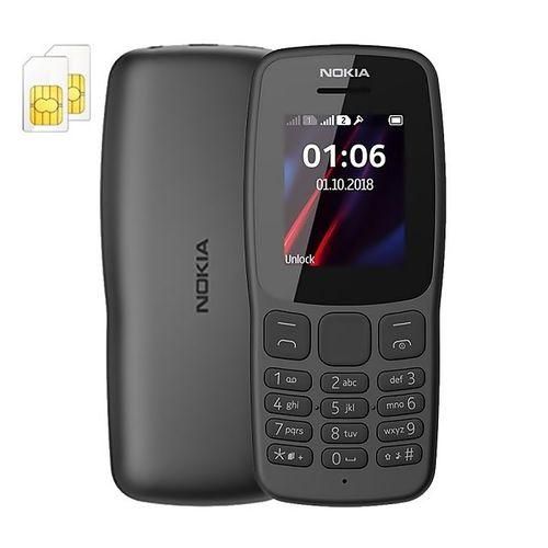 Nokia 106 GSM 1.8'' Radio FM Dual / Double SIM Torche - Noir