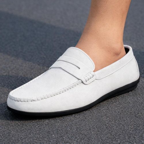 Chaussure soulier mocassin blanc en simili cuir