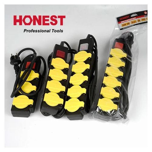 Rallonge Multiprise Parafoudre Qualité Supérieure - 5 Ports - Jaune Noir