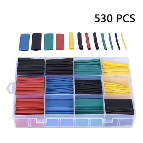 gaine thermorétractable, kit 530 pièces, protection , réparation câble, isolation fil électrique, coffret électricien, câblage auto moto, accessoires électronique,