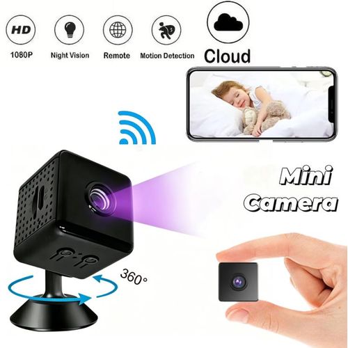 Mini caméra de s-urveillance intelligente HD 1080p dissimulée / Caméra de s-urveillance sans fil W-i-F-i avec vision nocturne