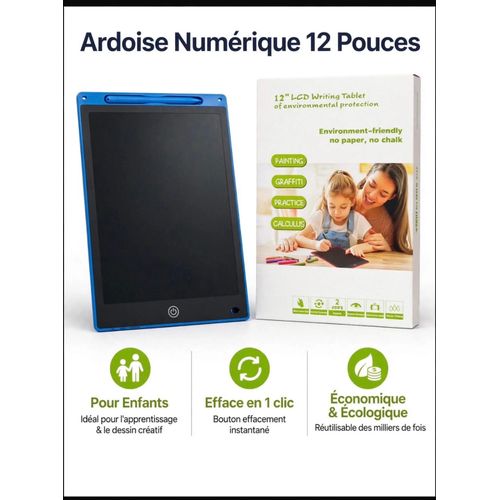Ardoise Numérique 12 Pouces - Tablette Dessin Effaçable LCD pour Enfants Et adultes