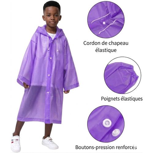 impermeable complet - imperméables - Multifonctionnel imperméable unisexe - imperméable enfants - Violet